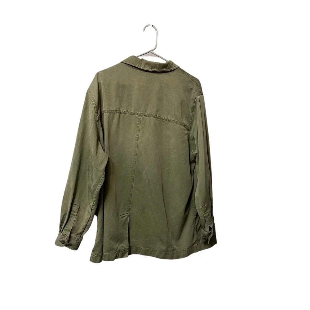 LL Bean Womens Utility Field Chore Barn Jacket Olive Green Y2K Unlined Size‎ 22W - Picture 2 of 9
